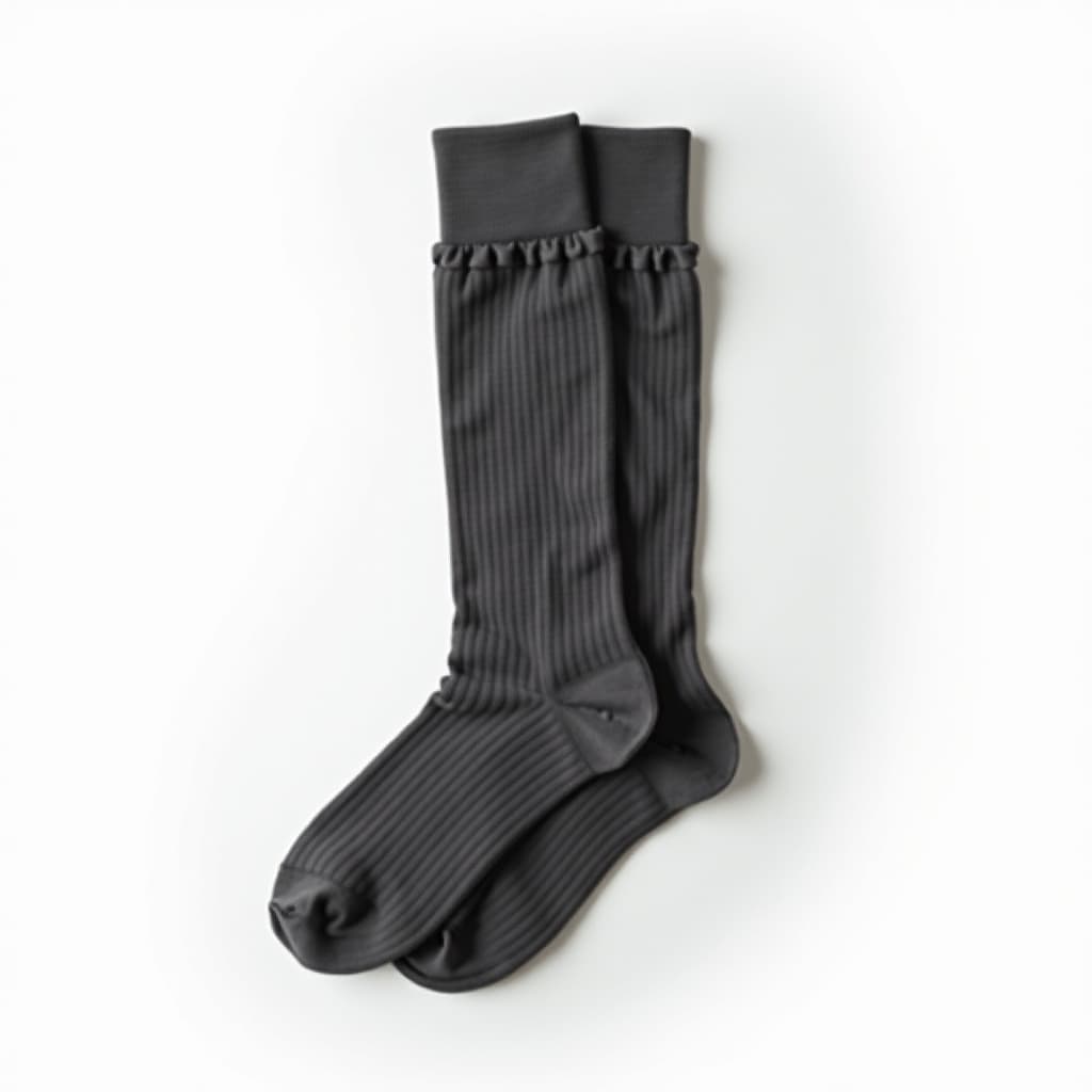 Ribbed Calf Crew — Charcoal
